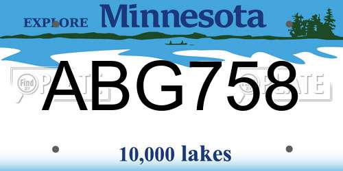 ABG758 Minnesota License Plate