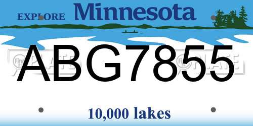 ABG7855 Minnesota License Plate
