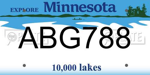 ABG788 Minnesota License Plate