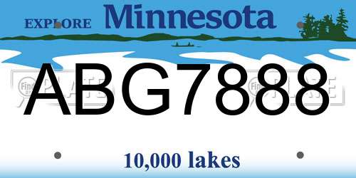 ABG7888 Minnesota License Plate