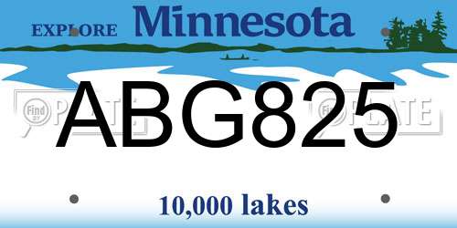 ABG825 Minnesota License Plate