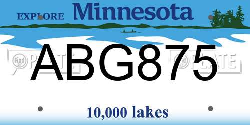 ABG875 Minnesota License Plate