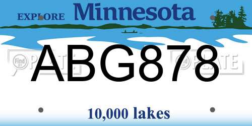 ABG878 Minnesota License Plate