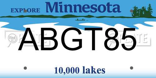 ABGT85 Minnesota License Plate