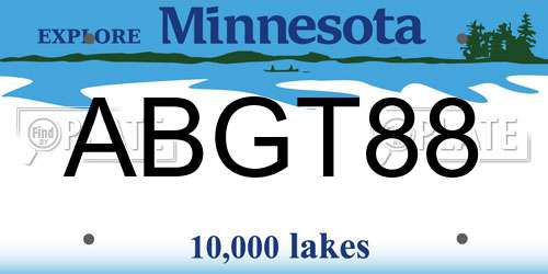 ABGT88 Minnesota License Plate