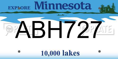 ABH727 Minnesota License Plate