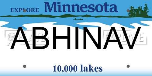 ABHINAV Minnesota License Plate