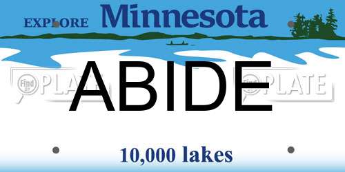 ABIDE Minnesota License Plate