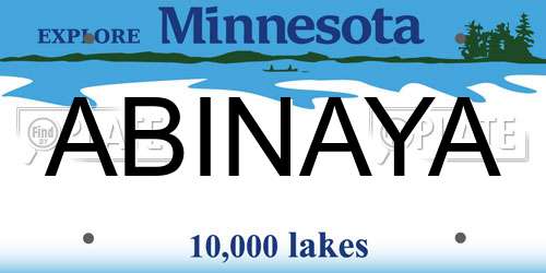 ABINAYA Minnesota License Plate