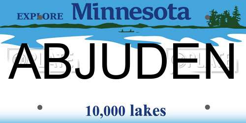 ABJUDEN Minnesota License Plate