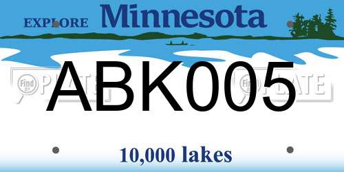 ABK005 Minnesota License Plate