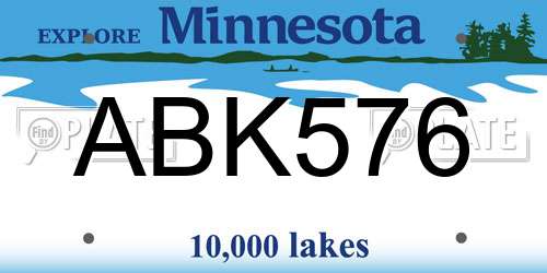 ABK576 Minnesota License Plate