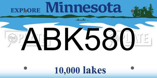 ABK580 Minnesota License Plate