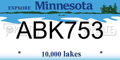 ABK753 Minnesota License Plate