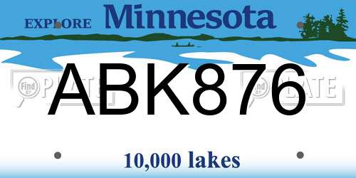 ABK876 Minnesota License Plate