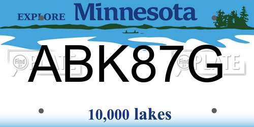 ABK87G Minnesota License Plate