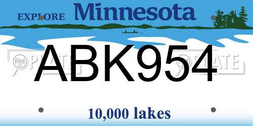 ABK954 Minnesota License Plate