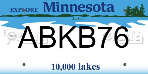 ABKB76 Minnesota License Plate