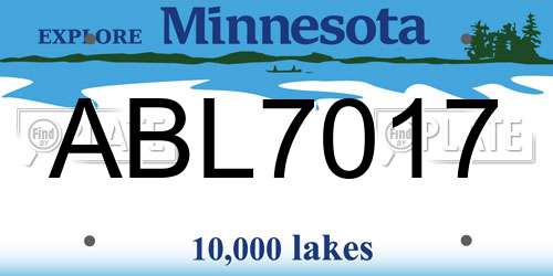 ABL7017 Minnesota License Plate