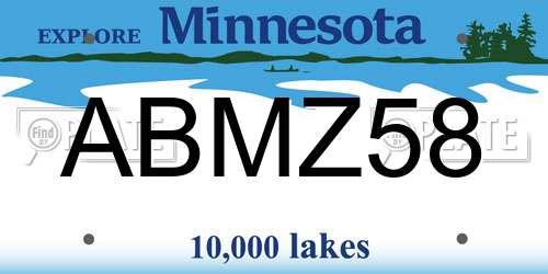 ABMZ58 Minnesota License Plate