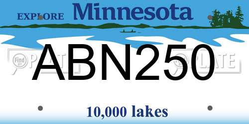 ABN250 Minnesota License Plate