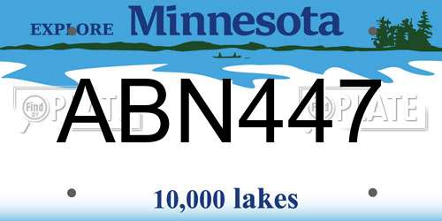 ABN447 Minnesota License Plate