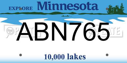 ABN765 Minnesota License Plate