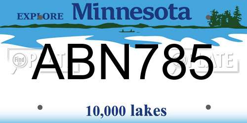 ABN785 Minnesota License Plate