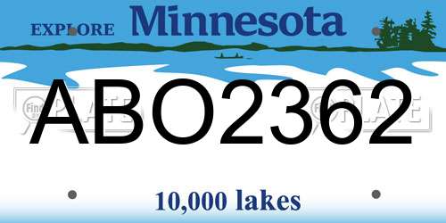 ABO2362 Minnesota License Plate