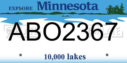 ABO2367 Minnesota License Plate