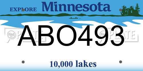 ABO493 Minnesota License Plate