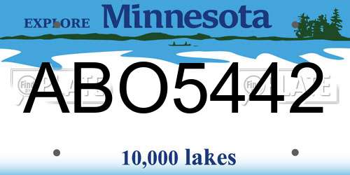 ABO5442 Minnesota License Plate
