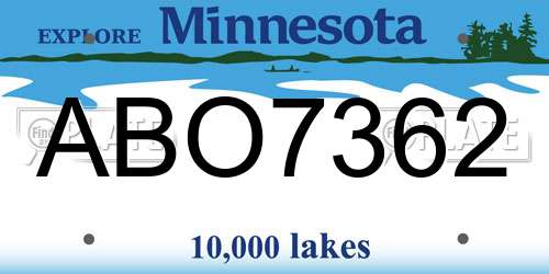 ABO7362 Minnesota License Plate
