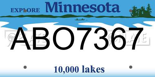 ABO7367 Minnesota License Plate
