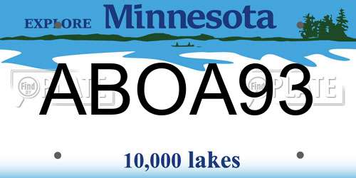 ABOA93 Minnesota License Plate
