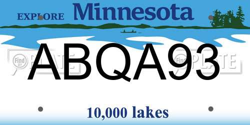 ABQA93 Minnesota License Plate