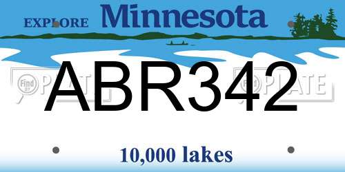 ABR342 Minnesota License Plate