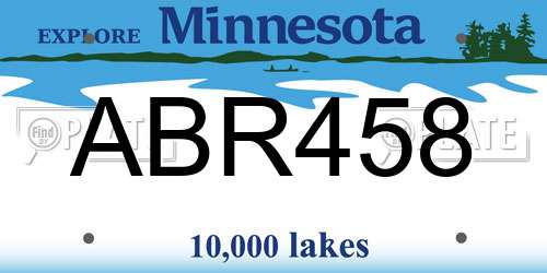 ABR458 Minnesota License Plate