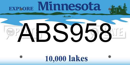 ABS958 Minnesota License Plate