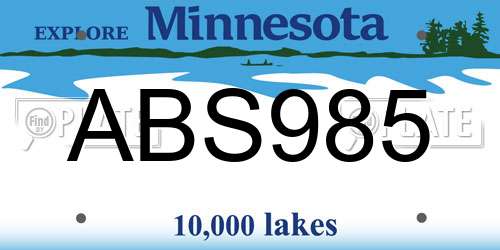 ABS985 Minnesota License Plate