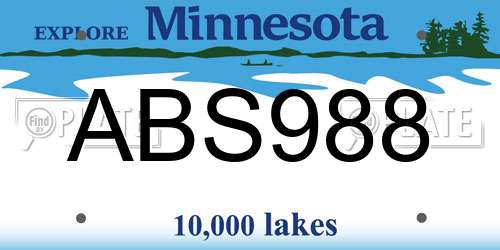 ABS988 Minnesota License Plate
