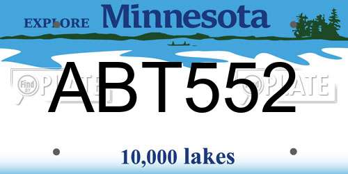 ABT552 Minnesota License Plate