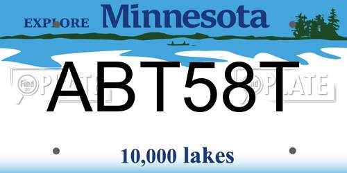 ABT58T Minnesota License Plate
