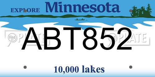 ABT852 Minnesota License Plate