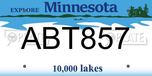 ABT857 Minnesota License Plate