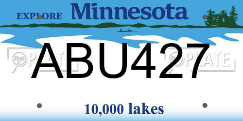 ABU427 Minnesota License Plate