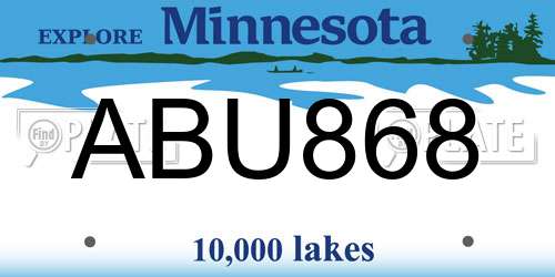 ABU868 Minnesota License Plate