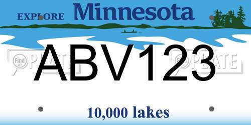 ABV123 Minnesota License Plate