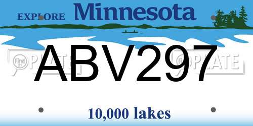 ABV297 Minnesota License Plate
