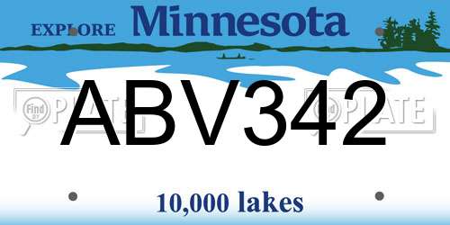 ABV342 Minnesota License Plate